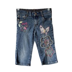 Vintage Barbie Avenue Girls 4T Embroidered Jeans Butterfly Flowers Y2K Mall